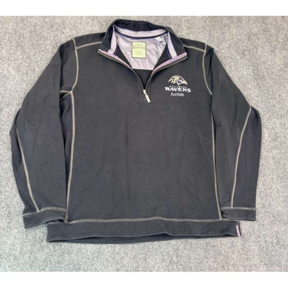 Tommy Bahama Mens  Baltimore Ravens‎ NFL Sweater Qurter ZIp Black  Size XL